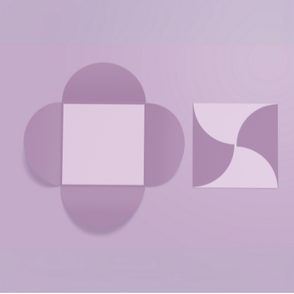 Geometric shapes on a light purple background