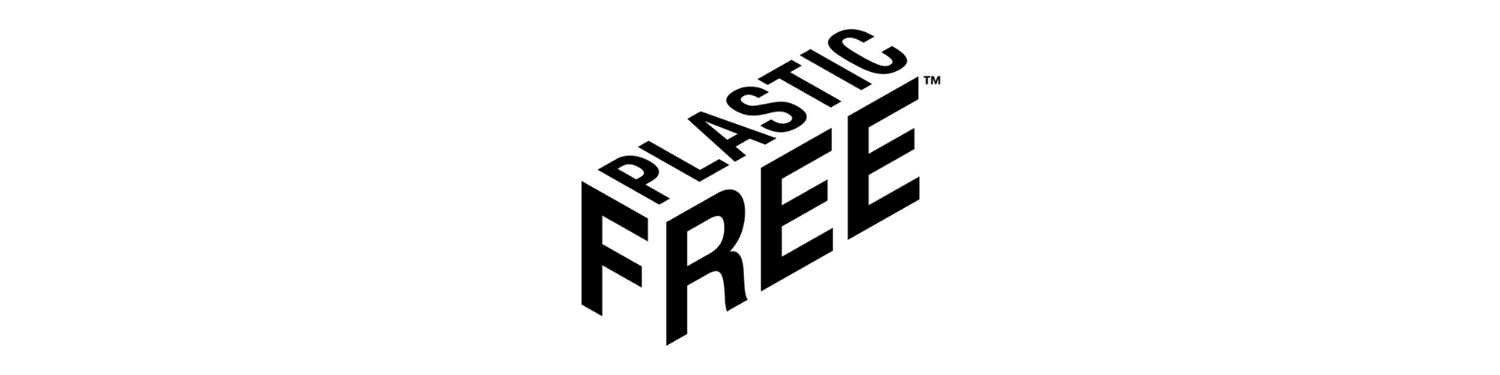 Logo of 'Plastic Free' on a green background